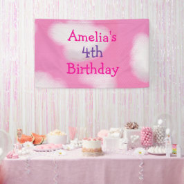 Rosa Himmel und flauschige Wolken Personalisiert z Banner