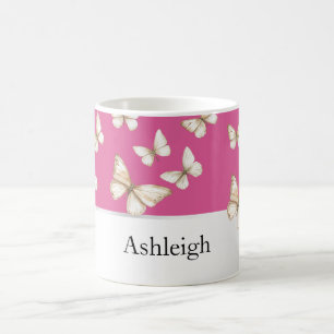Rosa Himmel und Schmetterlinge Kaffeetasse