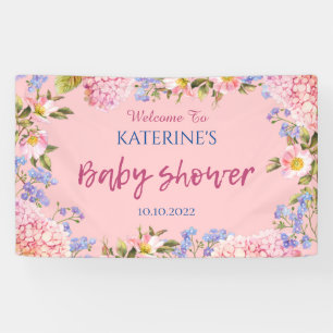 Rosa Hintergrund Blumenrinde Begrüßungsdusche Baby Banner
