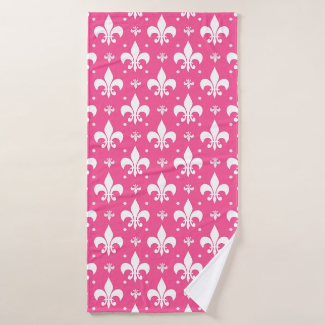 Rosa Hintergrund Fleur-de-lis-Muster Badehandtuch (Badehandtuch)