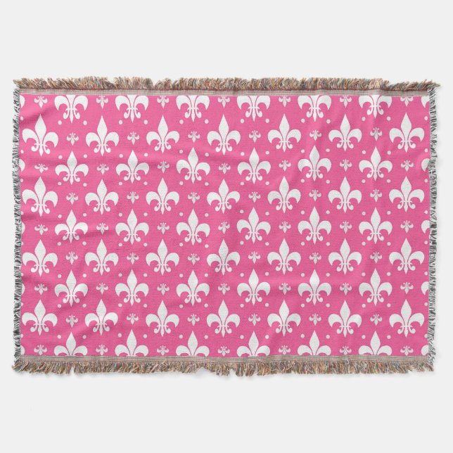 Rosa Hintergrund Fleur-de-lis-Muster Decke (Vorderseite)