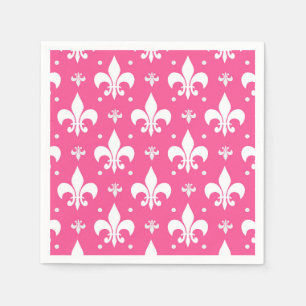 Rosa Hintergrund Fleur-de-lis-Muster Serviette