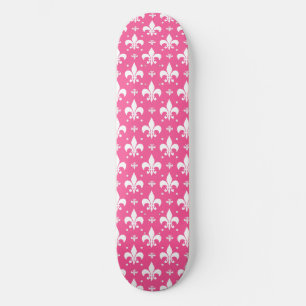 Rosa Hintergrund Fleur-de-lis-Muster Skateboard