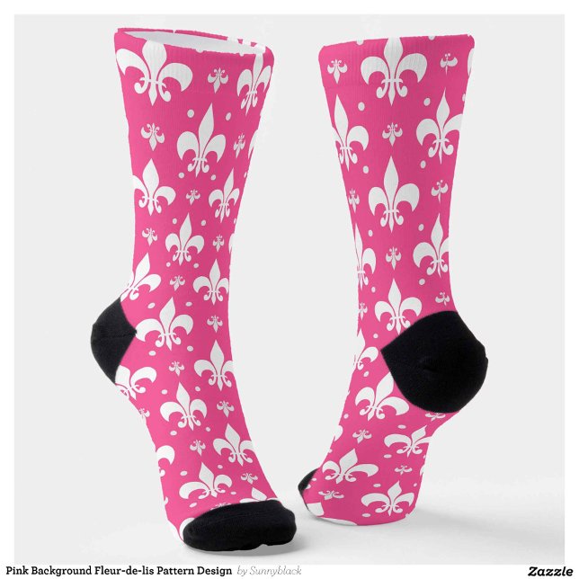 Rosa Hintergrund Fleur-de-lis-Muster Socken (Von Creator hochgeladen)