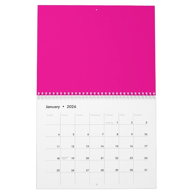 Rosa Hintergrund mit schwarzen Grenz-Design-Ideen Kalender (Jan 2026)