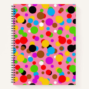 Rosa Hintergrundfarbe farbige Polka Punkte Notizbuch