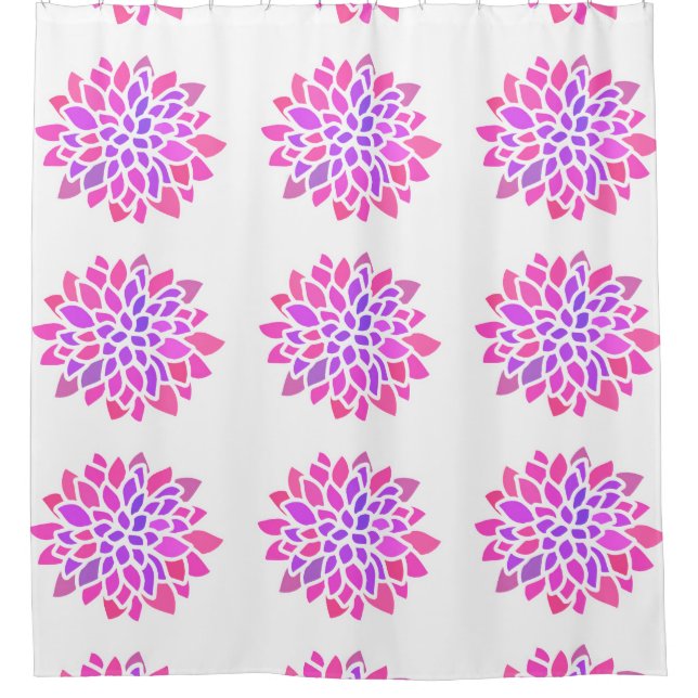 Rosa Hippie Blume Retro Moderne Duschvorhang (Vorderseite)