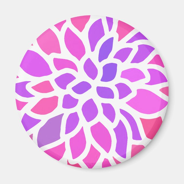 Rosa Hippie Blume Retro Moderne Magnet (Vorne)