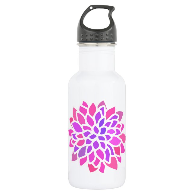 Rosa Hippie Blume Retro Moderne Trinkflasche (Vorderseite)