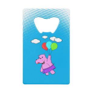 Rosa Hippo mit Balloons Geldbeutel Flaschenöffner