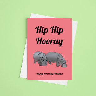 Rosa Hippopotamus Geburtstag Karte