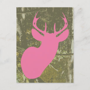 Rosa Hirsche + Camouflage Geburtstag Postkarte Ein
