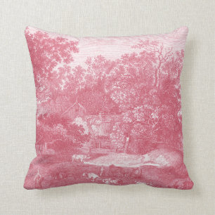 Rosa Hirtenlandschaft Toile de Jouy Shabby Kissen
