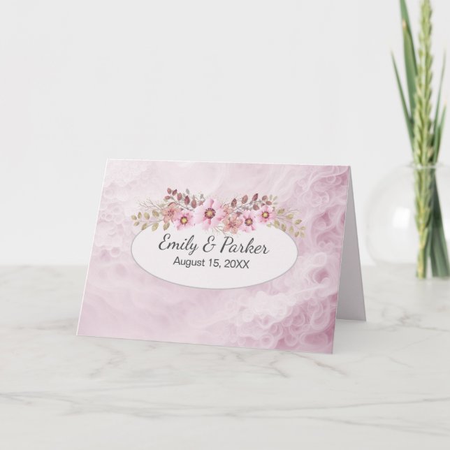 Rosa Hochzeit Abstrakt mit neuen Namen Karte (Vorderseite)