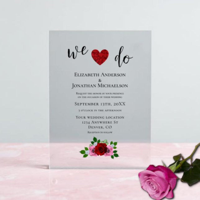 Rosa-Hochzeit Acryleinladungen (Von Creator hochgeladen)