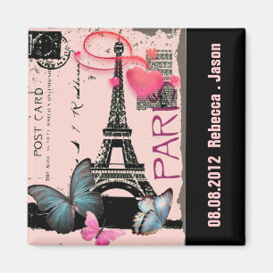 rosa Hochzeit am Eiffelturm in Paris Magnet
