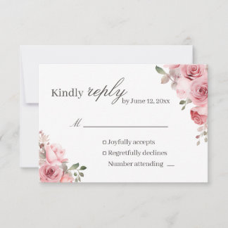 Rosa Hochzeit-Antwortkarte in Rosa RSVP Karte