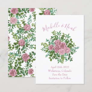 Rosa Hochzeit Blumenpastel Einladung