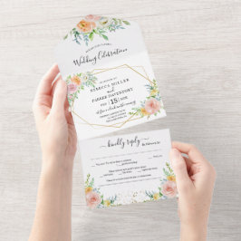 Rosa-Hochzeit-Einladung All In One Einladung
