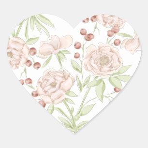 Rosa Hochzeit mit rosafarbenen Rosen Herz-Aufkleber