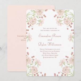 Rosa Hochzeit mit Röte-Pink Einladung