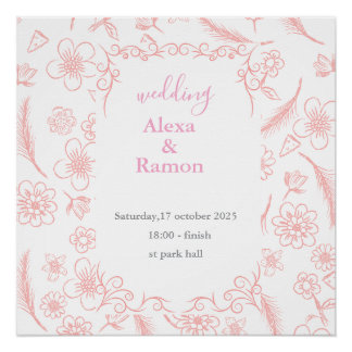 rosa Hochzeit Poster