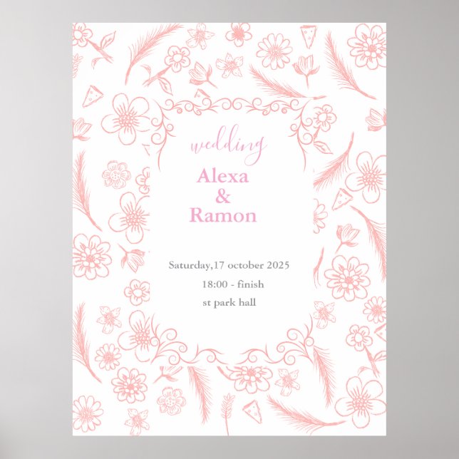 rosa Hochzeit Poster (Vorne)