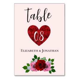 Rosa-Hochzeit Tischnummer