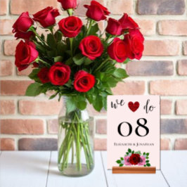 Rosa-Hochzeit Tischnummer