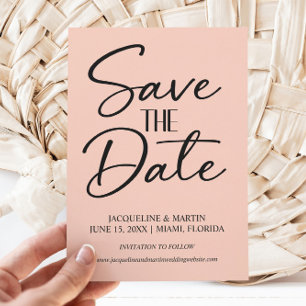 Rosa Hochzeits-Cream handgeschriebene Kursivschrif Save The Date