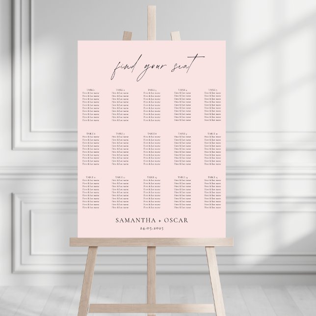 Rosa Hochzeits-Sitzplan | Finde Deinen Platz Poster (Von Creator hochgeladen)