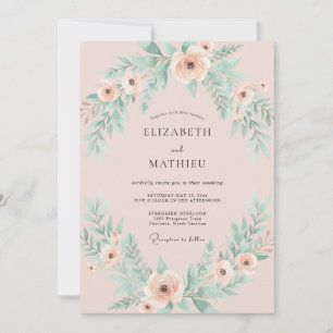 Rosa Hochzeitsanmut im Frühling Einladung