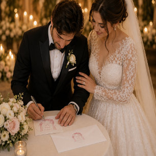 Rosa Hochzeitsaufkleber Runder Aufkleber