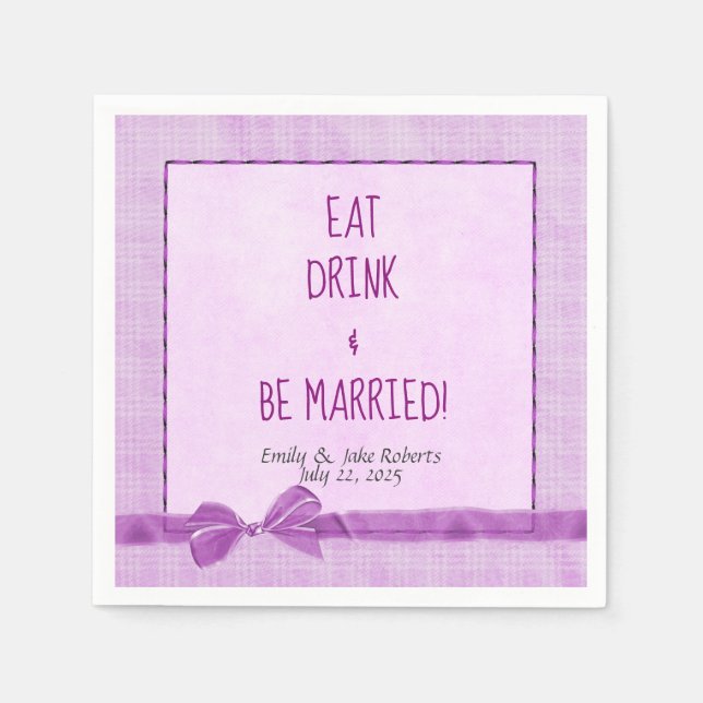 Rosa Hochzeitsbuggrenze mit eingerahmtem Rahmen Serviette (Vorderseite)