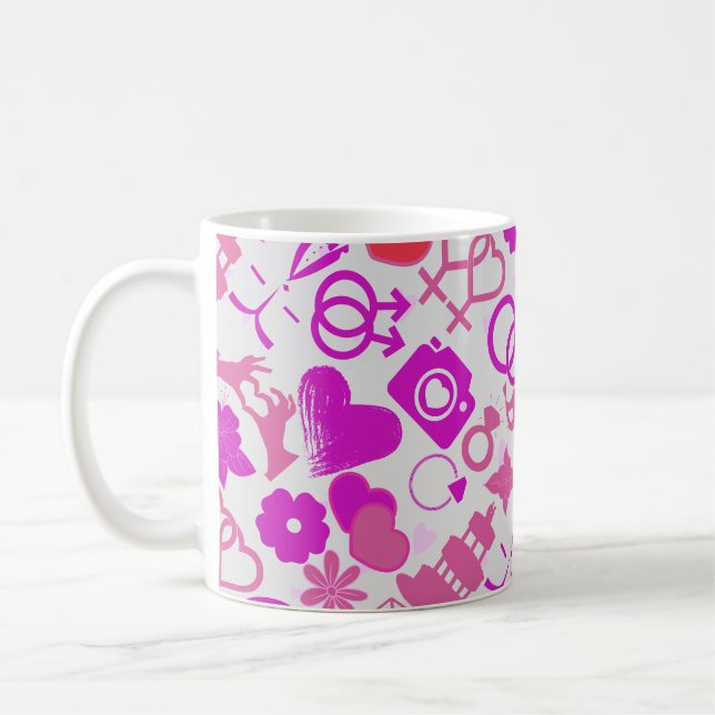 Rosa Hochzeitsdekoration Muster 03 Kaffeetasse (Links)