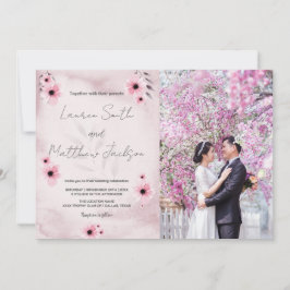Rosa Hochzeitseinladungen mit Foto Einladung