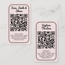Rosa Hochzeitsfoto-Sharing Capture Love QR-Code  Visitenkarte