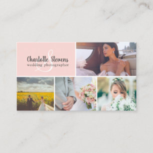 Rosa Hochzeitsfotografie-Collage Visitenkarte