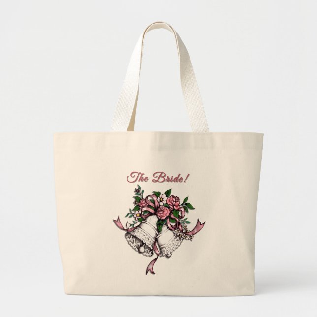 Rosa Hochzeitsglocken Die Braut Jumbo Stoffbeutel (Vorne)