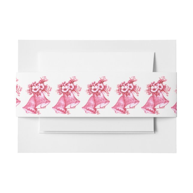 Rosa Hochzeitsglocken Einladungsbanderole (Vorderseite Beispiel)