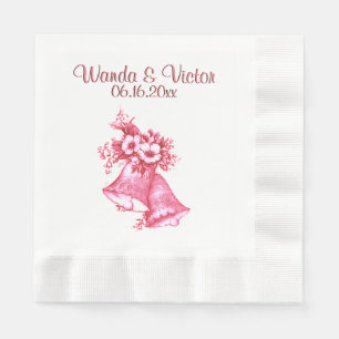 Rosa Hochzeitsglocken Personalisiert Serviette