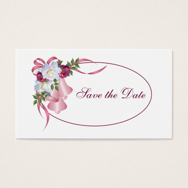 Rosa Hochzeitsglocken - Save the Date (Vorderseite)