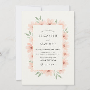 Rosa Hochzeitsidylle im Frühling Einladung