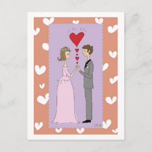 Rosa Hochzeitskarte Postkarte