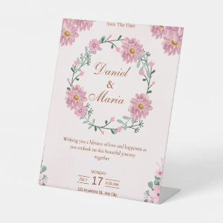 Rosa Hochzeitskarte Zusammen für immer Sockelschild