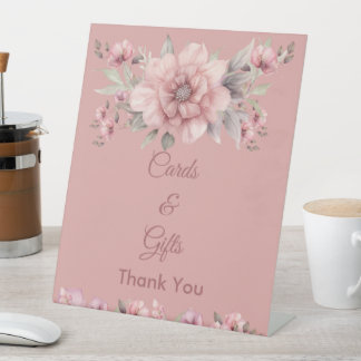 Rosa Hochzeitskarten und Geschenke - Schild