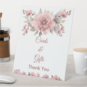 Rosa Hochzeitskarten und Geschenke - Schild
