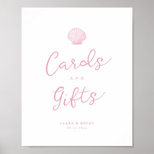 Rosa Hochzeitskarten- und Geschenke-Schild im Küst Poster