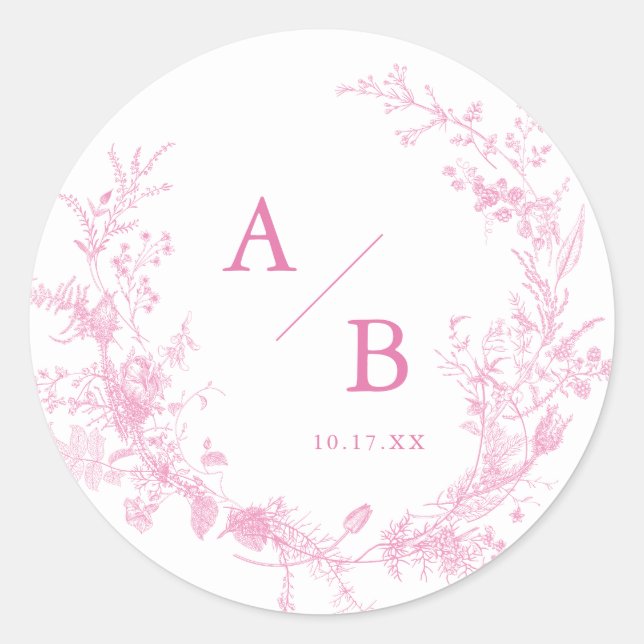 Rosa-Hochzeitsmonographie Runder Aufkleber (Vorderseite)