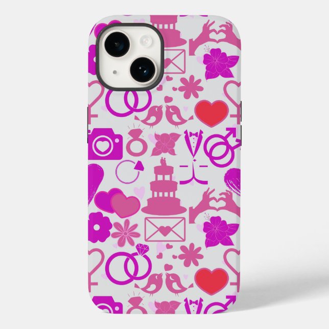 Rosa Hochzeitsschmuck Muster 03 Case-Mate iPhone 14 Hülle (Rückseite)